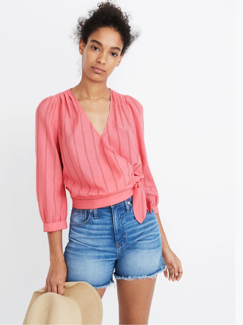 Madewell Wrap Cotton Top in Cecilia Stripe
